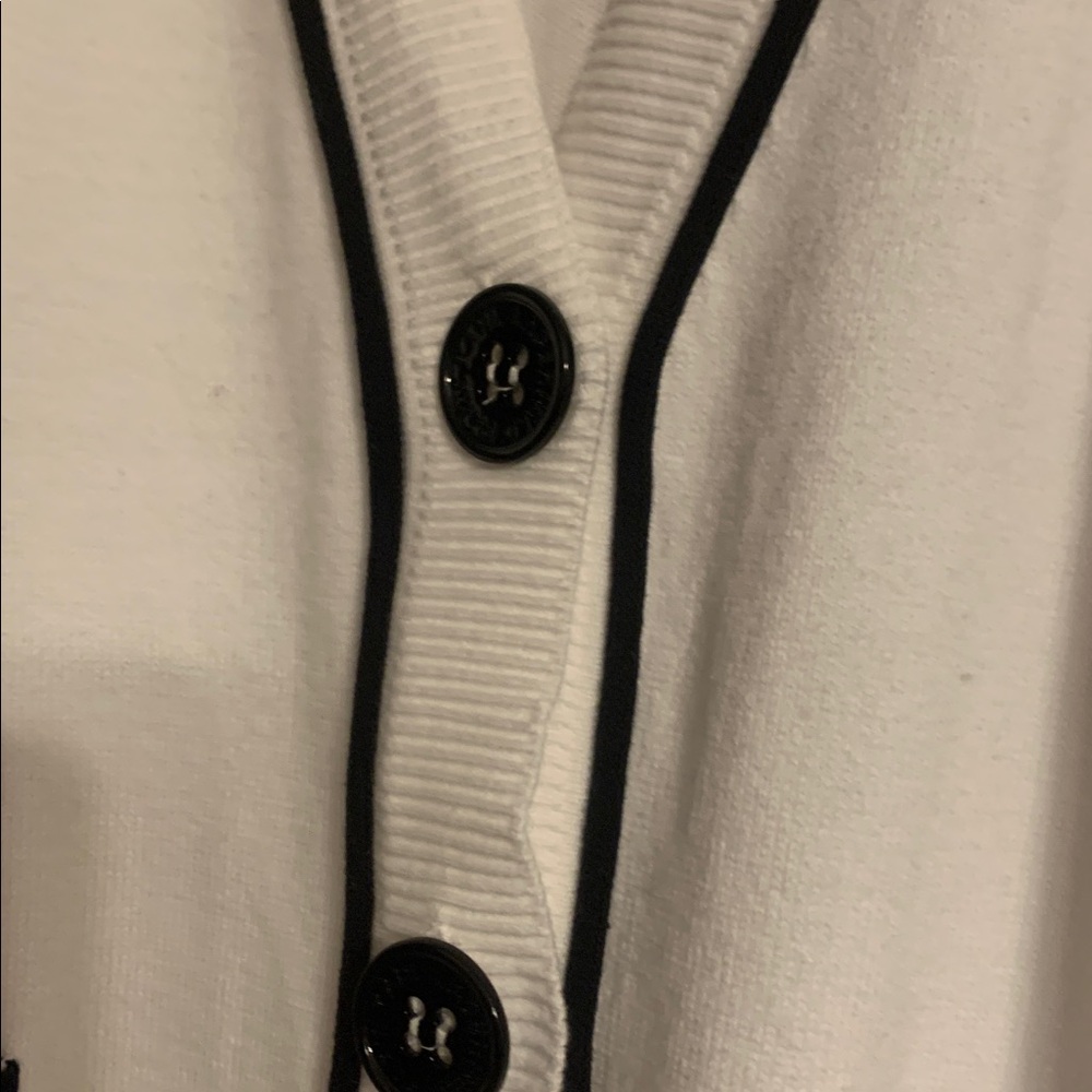 Karl Lagerfeld Ivory Cardigan with Ebony Accents(in spare room) - Picture 5 of 11